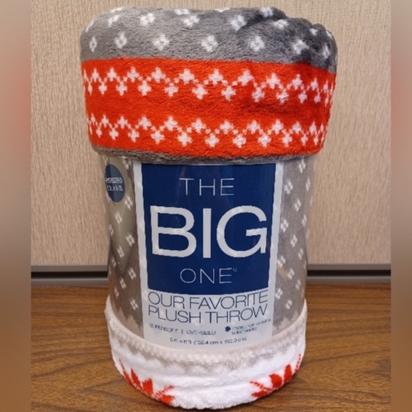 The Big One Bedding Big One Throw Red Grey Fair Isle Oversized